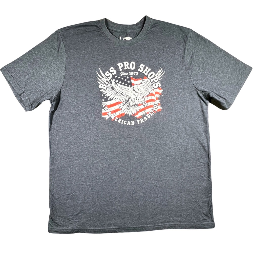 Bass Pro Shops Graphic T-Shirt American‎ Tradition Eagle USA Flag Mens L